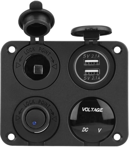 Dailygoods - 4-Gang Toggle Switch Paneel - USB Oplaadpoort - Voltmeter - 12V-24V - Voertuigen - Auto Accessoires - Schakelaars - Elektronica