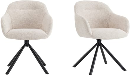 Draaibare Eetkamerstoelen met armleuning - Hush - Beige / Zwart - Set van 2