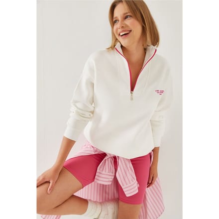Oversized Gebreide Ritskraag Sweatshirt