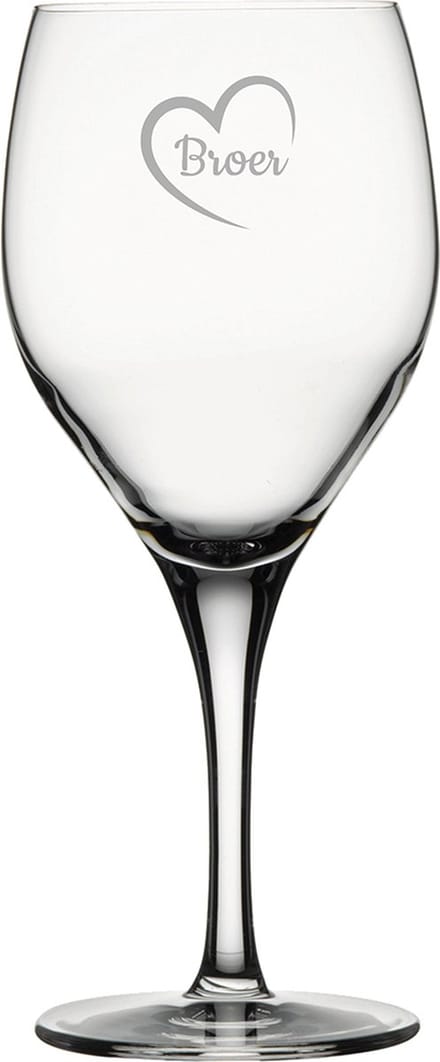 Gegraveerde Rode wijnglas 42,5cl Broer met hartje