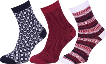 3x Rode en marineblauwe damessokken / 37-42