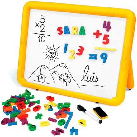 Miniland Magnetisch Schoolbord Met 2 Metalen Oppervlakken Geel