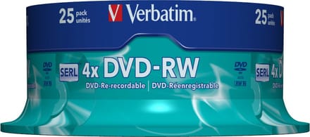 Verbatim 43639 DVD-RW disc 4.7 GB 25 stuk(s) Spindel Herschrijfbaar
