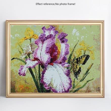 Strass Fleur Peinture Diamant Ronde Complète Vente Broderie Diamant Point de Croix 20X30CM beige