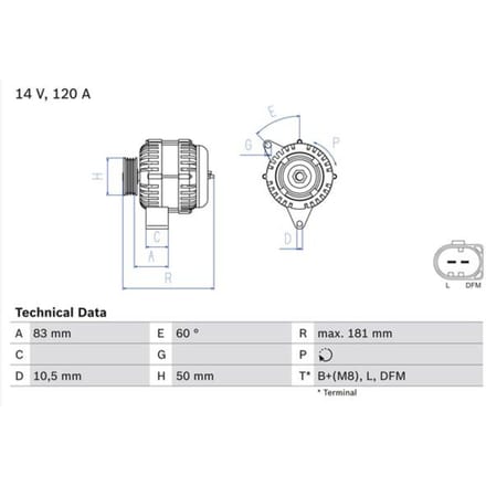 Driefasige generator BOSCH 0 986 047 540
