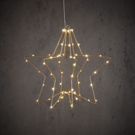 Ster hangend goud warm wit 60led bo - h32xd30cm
