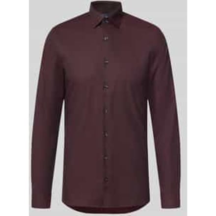 OLYMP No. Six Overhemd, Super Slim, Kent, Bordeauxrood
