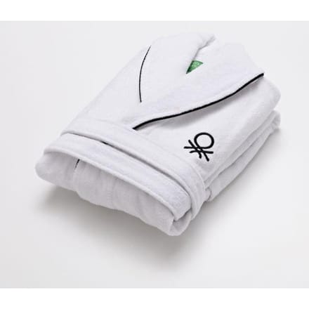 Peignoir de bain - Benetton - Blanc - 100% coton - Taille M/L - Lavable en machine blanc