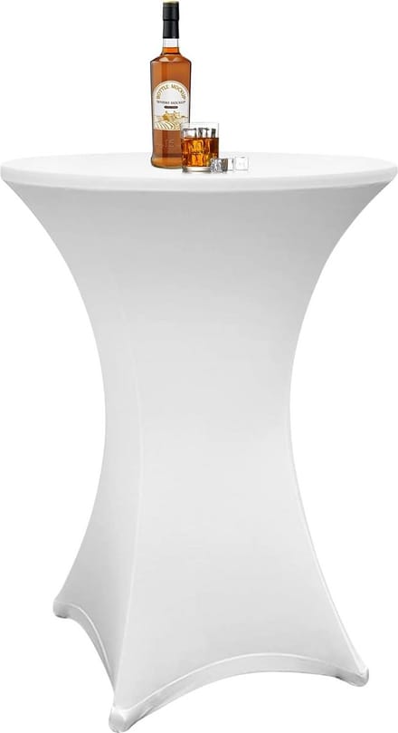 Elastische Statafelhoes Wit voor Rond Tafelblad Ø 80-85 cm