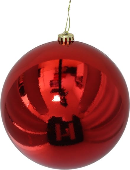 Gerimport Grote decoratie kerstbal - rood - 15 cm - kunststof - glimmend - kerstversiering