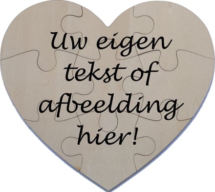Houten hart vormige puzzel gepersonaliseerd met uw eigen tekst of afbeelding 9 stukjes