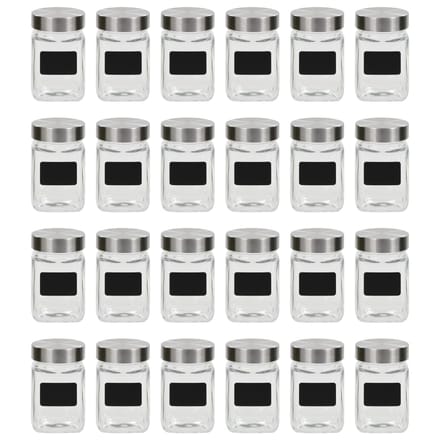 vidaXL - Opbergpotten - met - stickers - 24 - st - 300 - ml