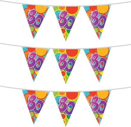 Haza Vlaggetjes 80 jaar - 3x stuks - leeftijd verjaardag - plastic 10m