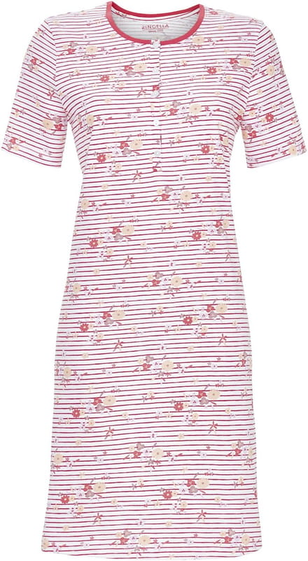 Katoenen bloemen nachthemd rood - Rood - Maat - 48