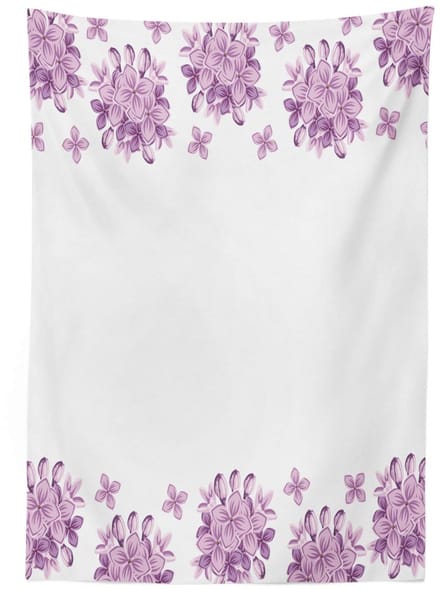 ABAKUHAUS Tafelkleed – Bloemen satijn – 140 x 240 cm – Lavendel-wit