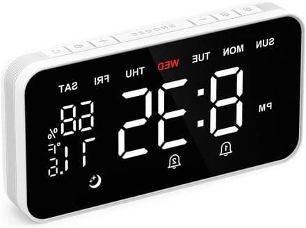 Digitale Wekker - Luide Wekker - Slaapkamer Comfort - Temperatuur Vochtigheid - Groot Display - Wit