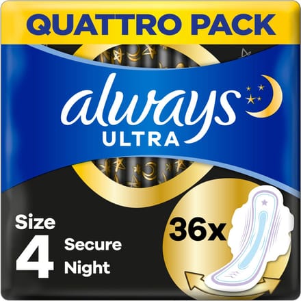 Always - Maandverband Ultra Secure Night - Met Vleugels - Maat 4 - 36 Pads