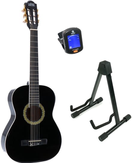 Klassieke Gitaar 3/4 - incl. statief en tuner - LaPaz 002 - Zwart