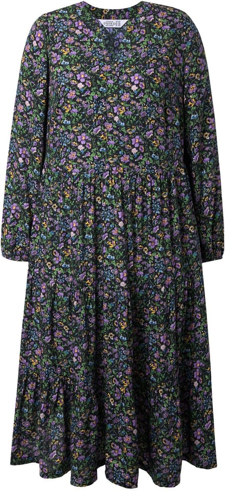 Studio Untold - Dames - Maxi-jurk A-lijn bloemenprint - Zwart - Maat 46+