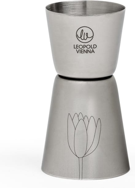 Leopold Vienna - Barmaatje 20/40ml Cocktail RVS jigger - pipet met lasergravure Flowers