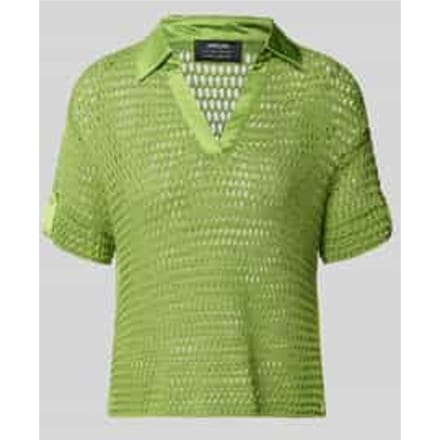 Gebreid shirt met polokraag en verlengde rug