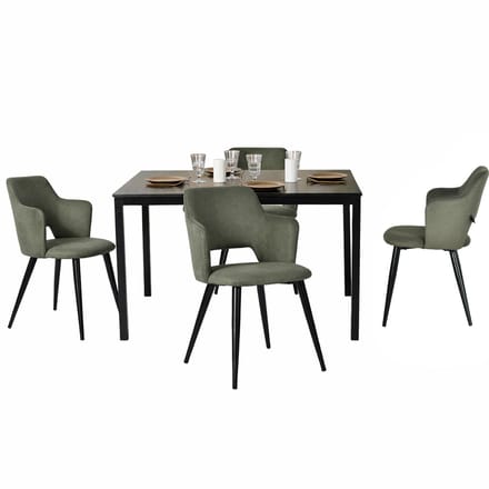 Eetkamerset - 5-delig Uitschuifbare tafel - Zwart en lichtgroen