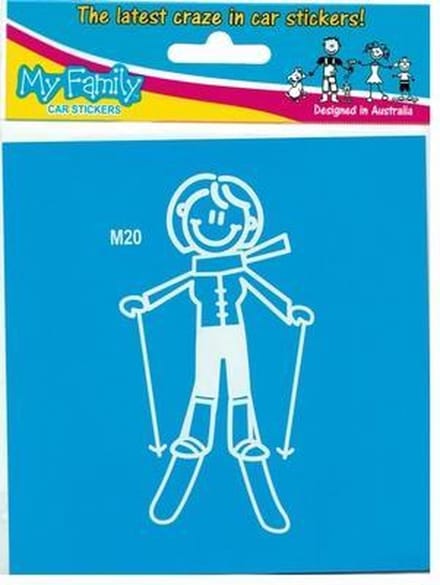 Moeder op de ski - autosticker - wit - 11 cm