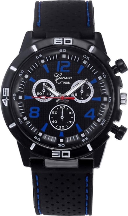 Fako Bijoux® - Herenhorloge - Geneva - Platinum - Blauw