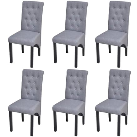 vidaXL - Eetkamerstoelen - 6 - st - stof - lichtgrijs