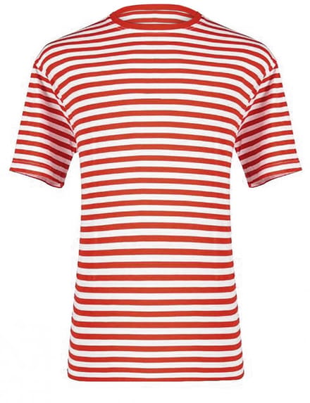 Shirt Gestreept - Unisex - Carnaval - Korte Mouw - Rood-Wit - Maat L