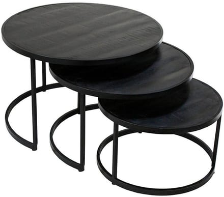 Salontafel 'Lennox' 3-delig Mango Hout Zwart