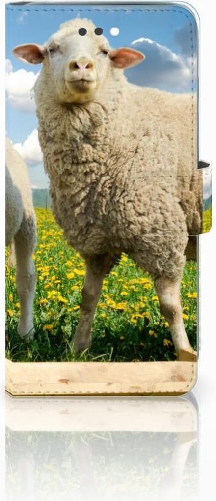 Apple iPhone 7 Plus | 8 Plus Telefoonhoesje met Pasjes Schaap en Lammetje