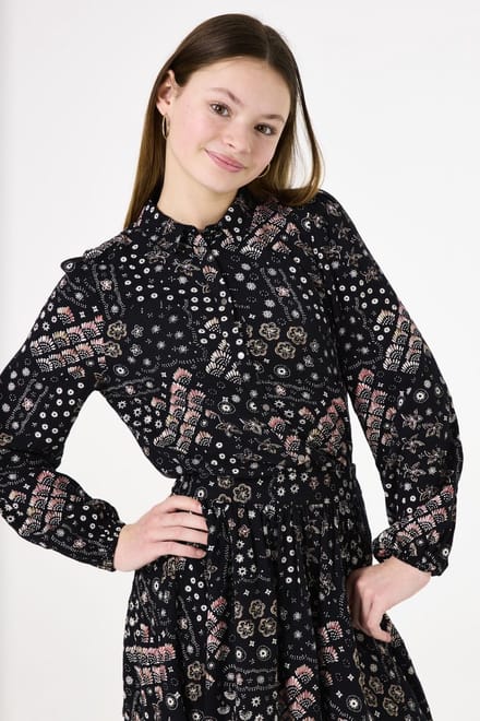 GARCIA Meisjes All over print Blouse Zwart Long mouw