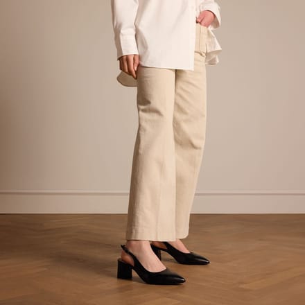 No Stress - Dames - Zwarte leren slingbacks - Maat 37