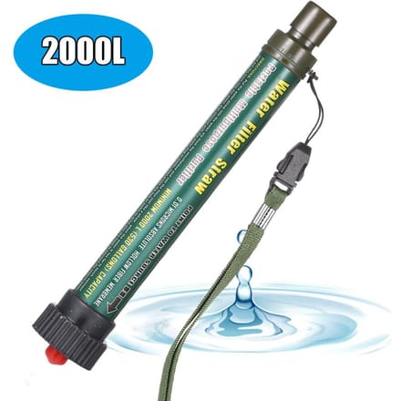 Filtre à eau paille dispositif de purification d'eau extérieur purificateur d'eau personnel Portable 1 pc vert d’armée