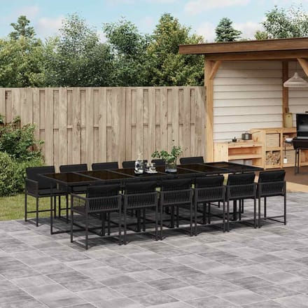 vidaXL - 13-delige - Tuinset - met - kussens - poly - rattan - zwart