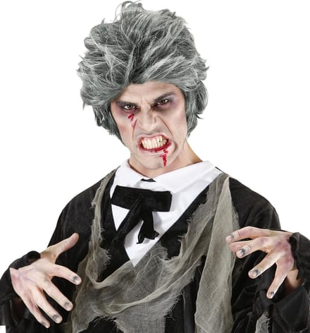 Zombie Dracula pruik grijze haren