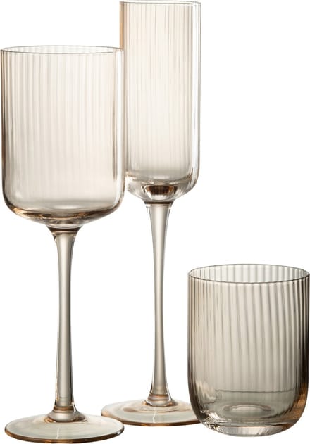 J-Line glas champagne Louise - glas - oranje - 6 stuks