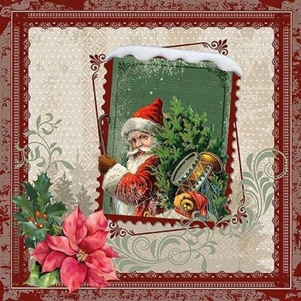 Lunch Servetten Santa Stamp - Ambiente - 33x33 cm