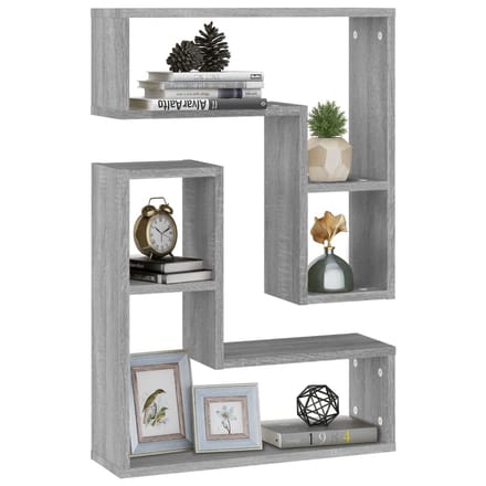 vidaXL - Wandschappen - 2 - st - 50x15x50 - cm - bewerkt - hout - grijs - sonoma - eiken