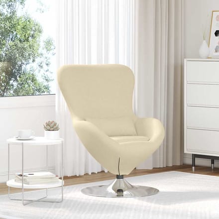 vidaXL - Eivormige - stoel - Crème - 63 - x - 73 - x - 90 - cm - Stof