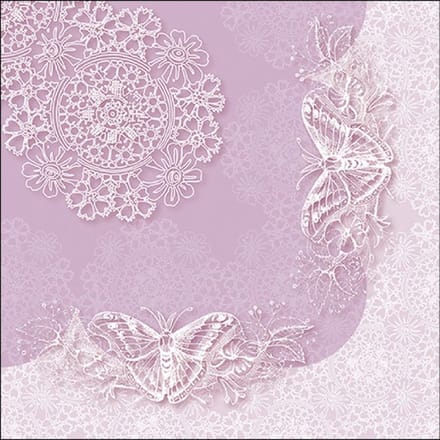 Napkin 33 Butterfly Lace Lilac FSC Mix servetten