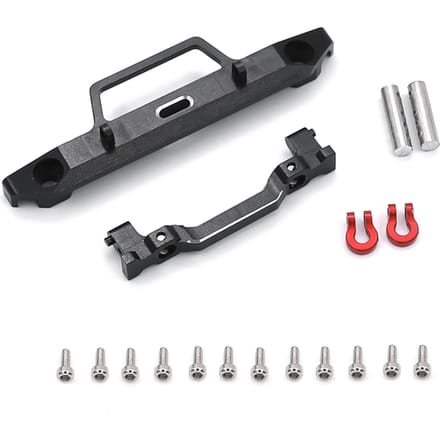 Pare-chocs avant en alliage d'aluminium compatible avec la voiture télécommandée Axial SCX24 90081 à l'échelle 1/24 noir