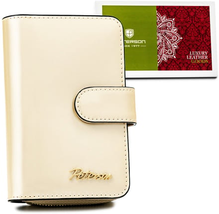 Peterson - Compact Damesportefeuille - Beige - Rits en Drukknoopsluiting - Antidiefstal Technologie