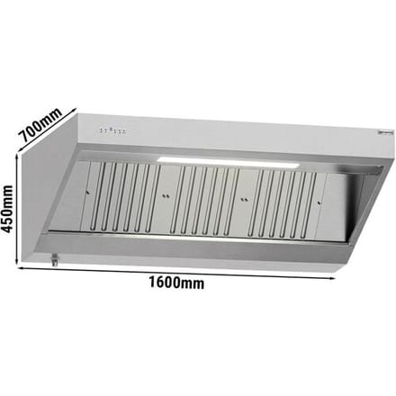 GGM Gastro Wandhaube mit Motor - 1600mm - mit Regler, Filter & Lampe