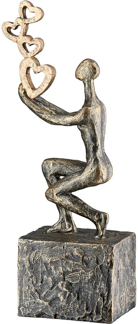 Beeld je liefde in balans houden - polyresin - 7x10x24 cm bronskleur liefdes beeld