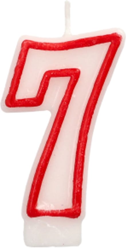 12x Verjaardagskaarsjes 73 cm wit 7 met rode rand