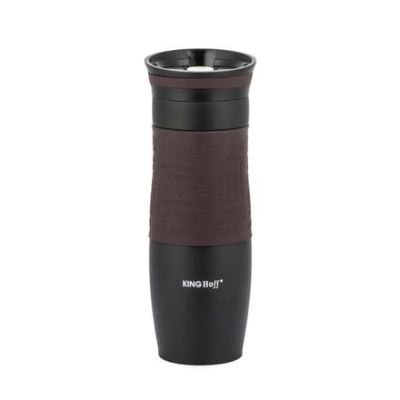 Thermosfles met dubbele RVS wand - Bruin - 500ml - Shockproof - Rubberen Greep
