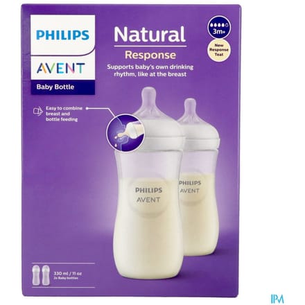 Philips Avent Natural Response Babyflessen 330ml – Flow 4- 2 flessen - SCY906/02