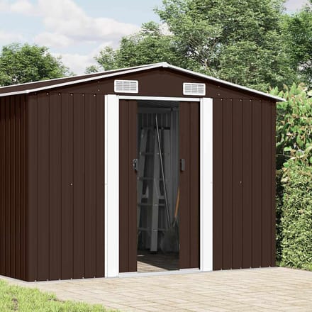 vidaXL - Tuinschuur - 257x392x181 - cm - metaal - bruin